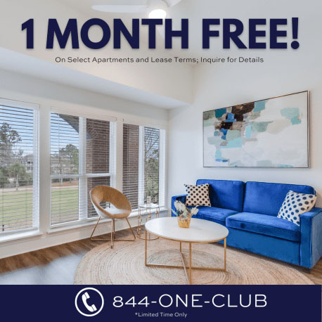 One Month Free on select apartments and lease terms. click to learn more